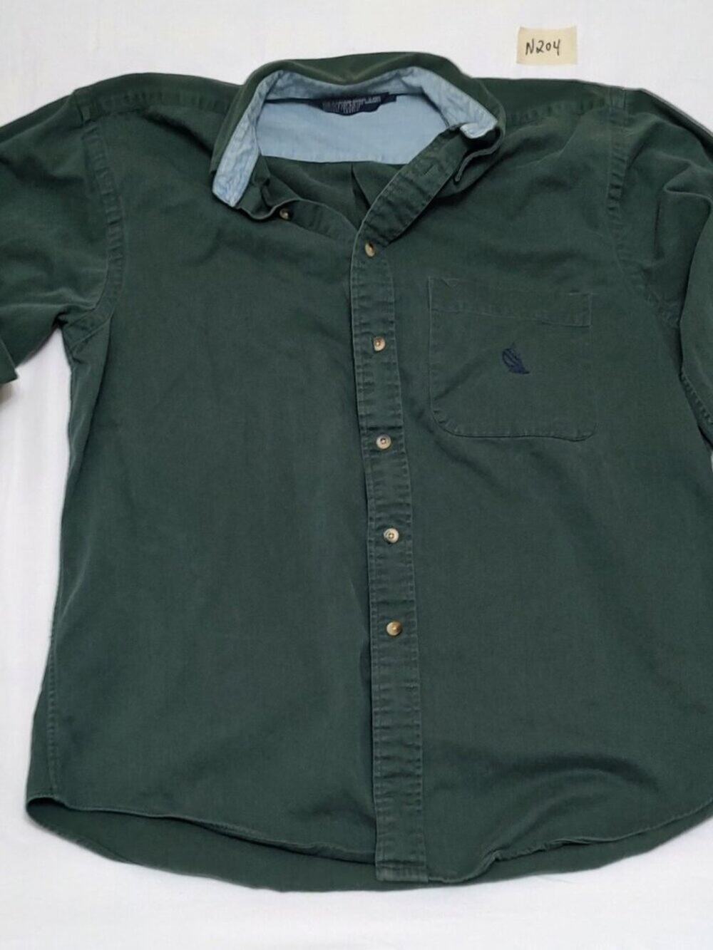 Nautica Long Sleeve Button Shirt Men M - Dark Green
